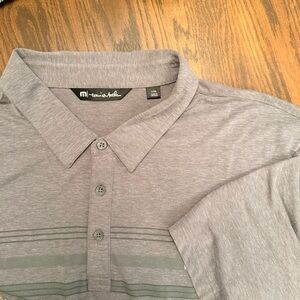 Travis Mathew Men's Grey Striped Polo Shirt. Size XXXl